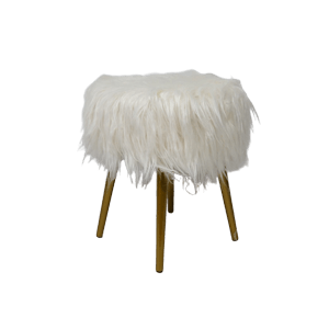 Long wool Sheepskin Stool with Metal Legs
