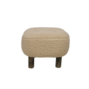 Shearling Sheepskin Stool with Wood Legs