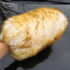 Sheep Fur Wash Mitts - long wool