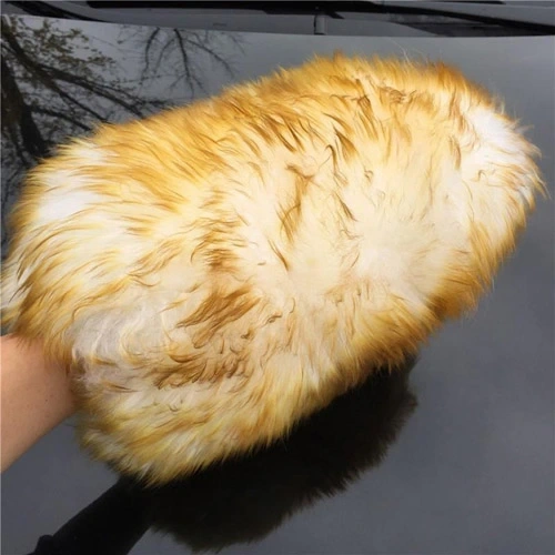 Sheep Fur Wash Mitts - long wool