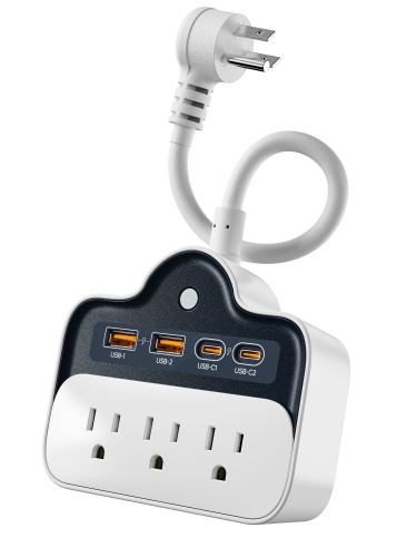 Wall mount short cord power extension outlets
