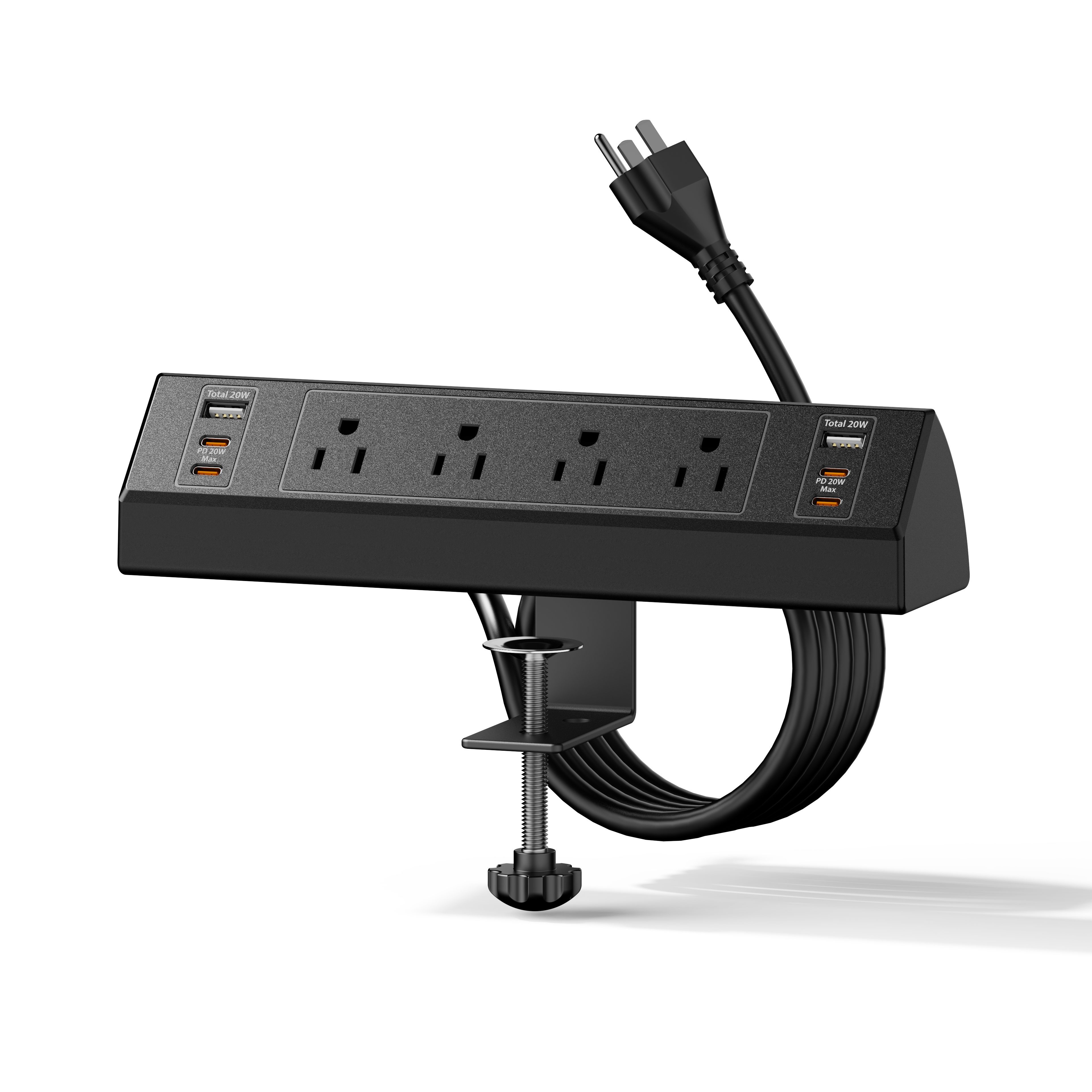 Office desk clamp power strip