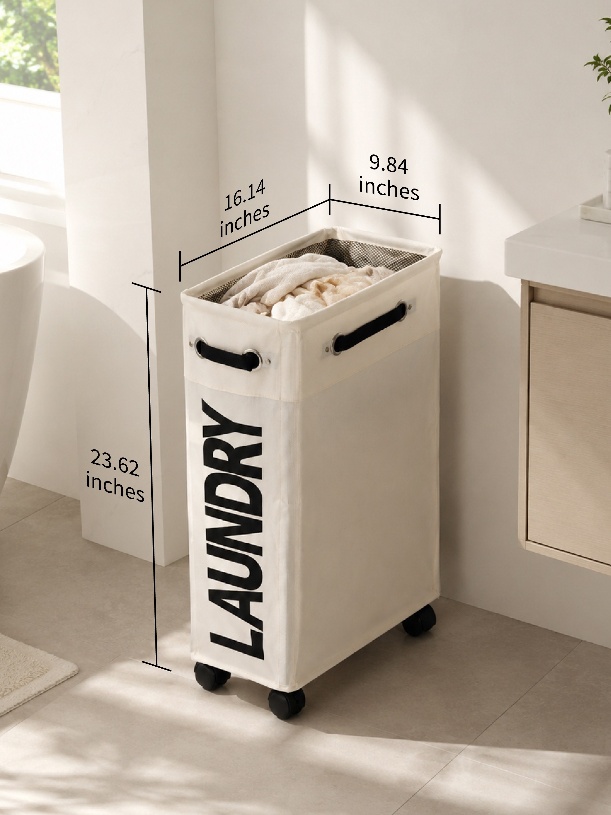 Rolling Laundry Hamper Cart - white