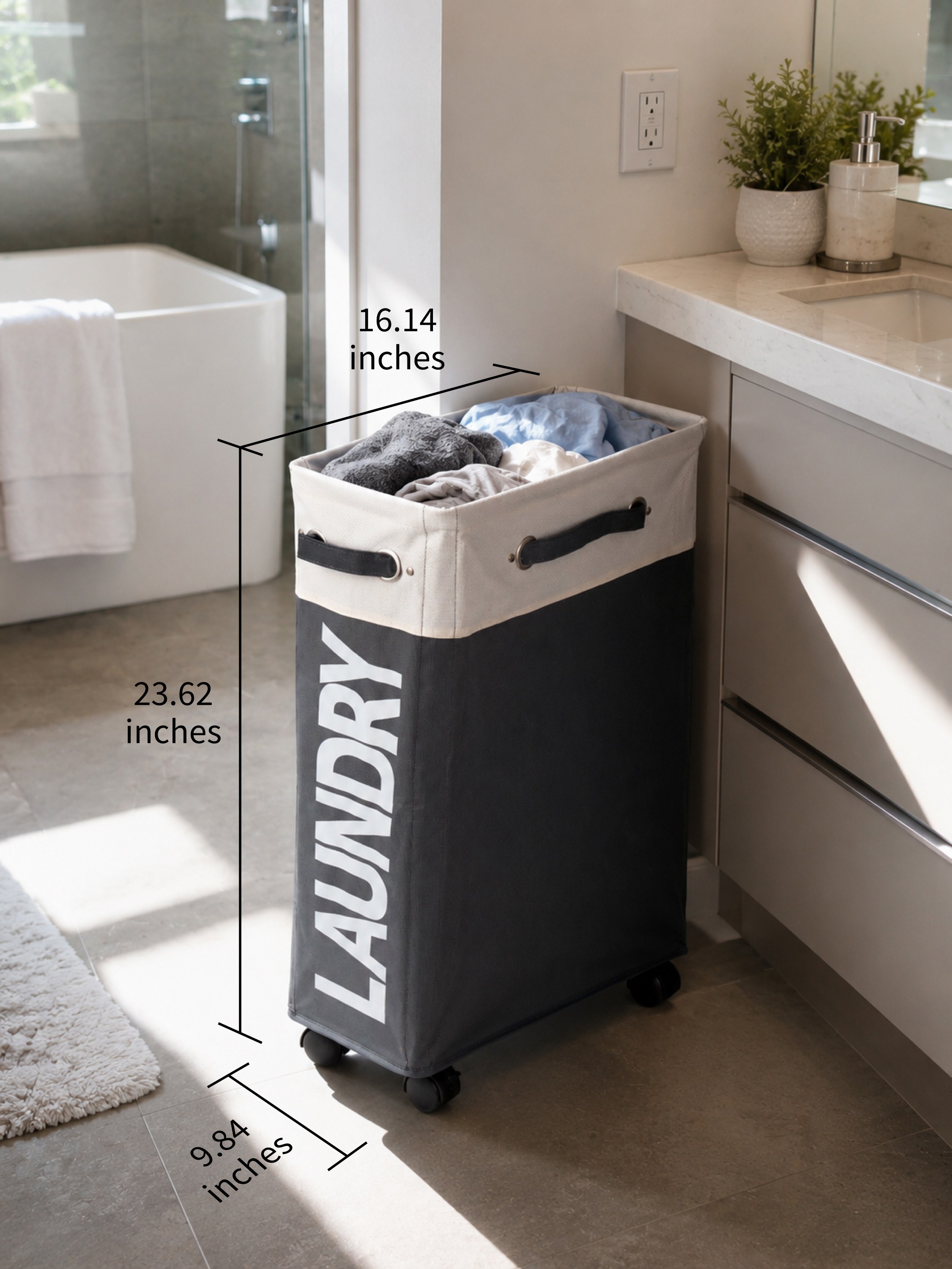 Rolling Laundry Hamper Cart - dark grey