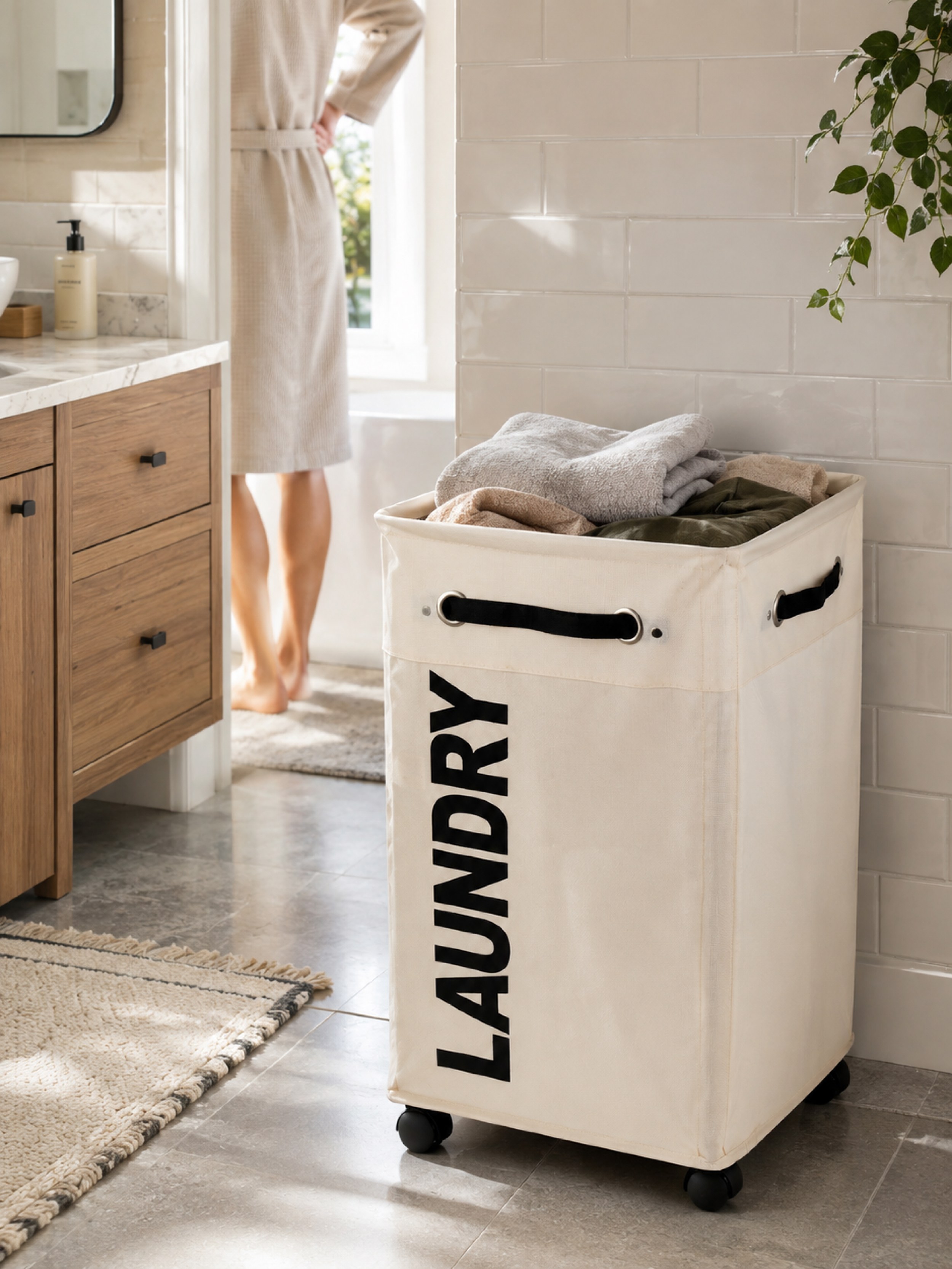 Rolling Laundry Hamper Cart - large size 1 pack - white