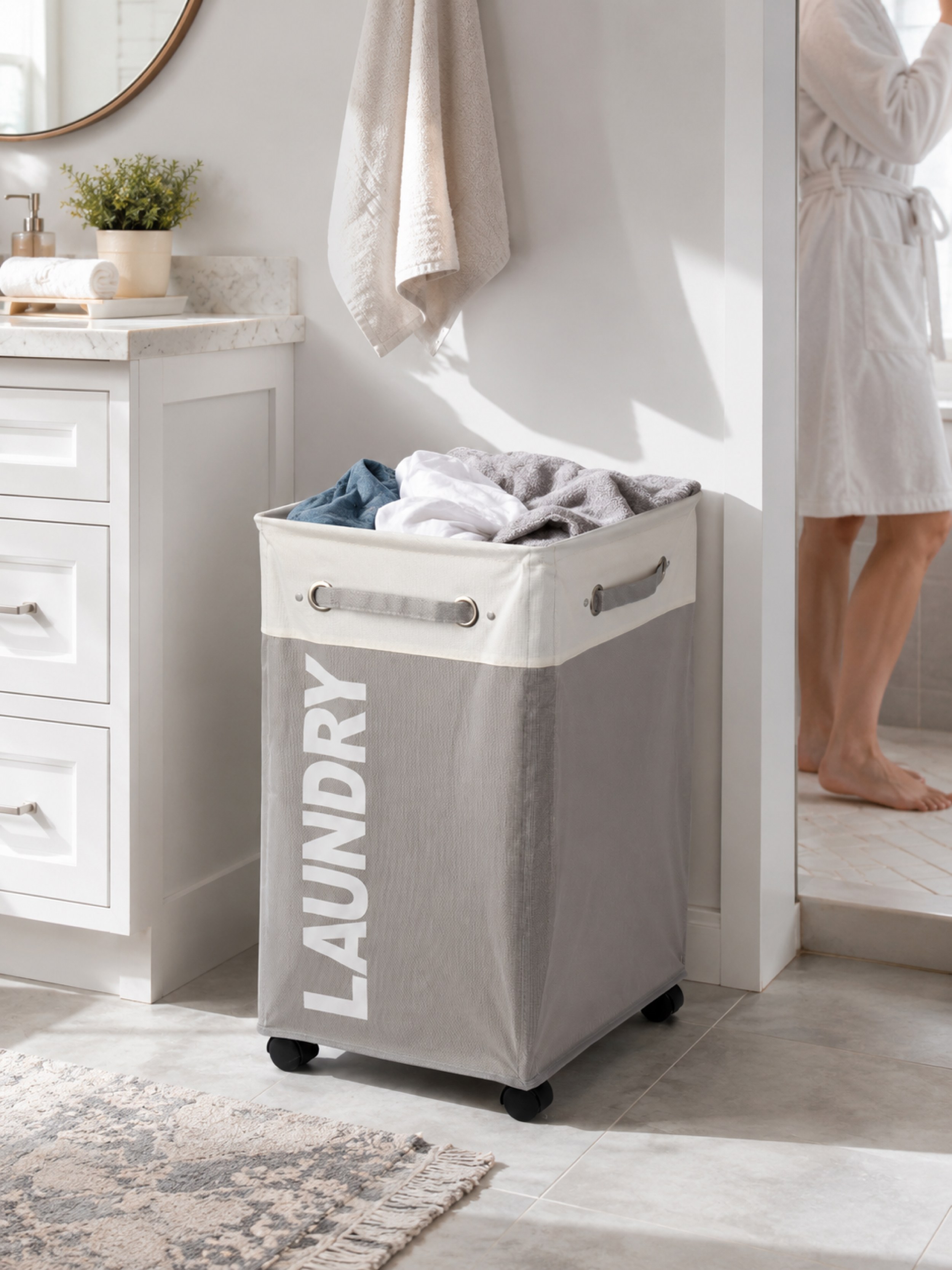 Rolling Laundry Hamper Cart - large size 1 pack - grey