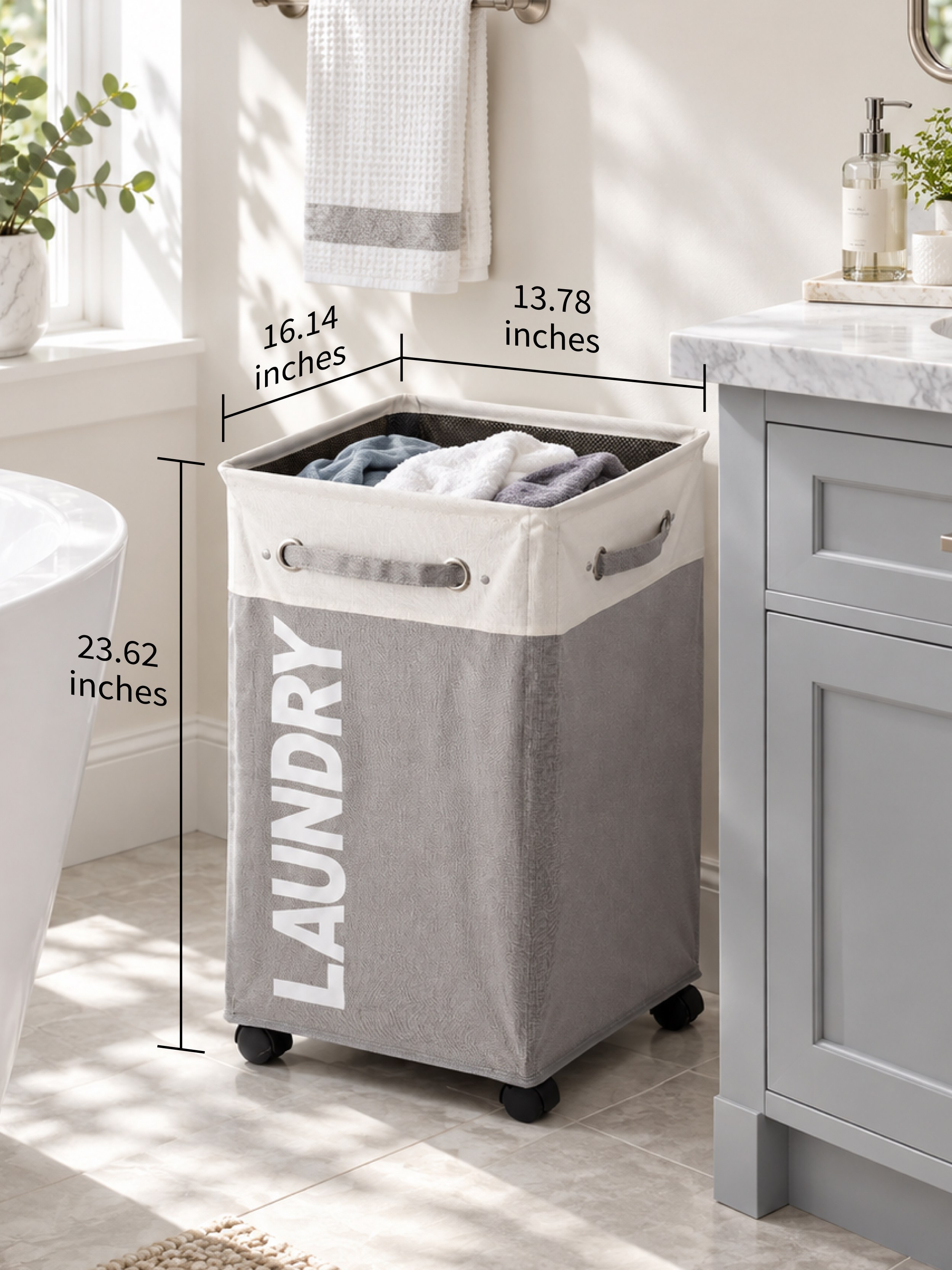 Rolling Laundry Hamper Cart - large size 1 pack - grey