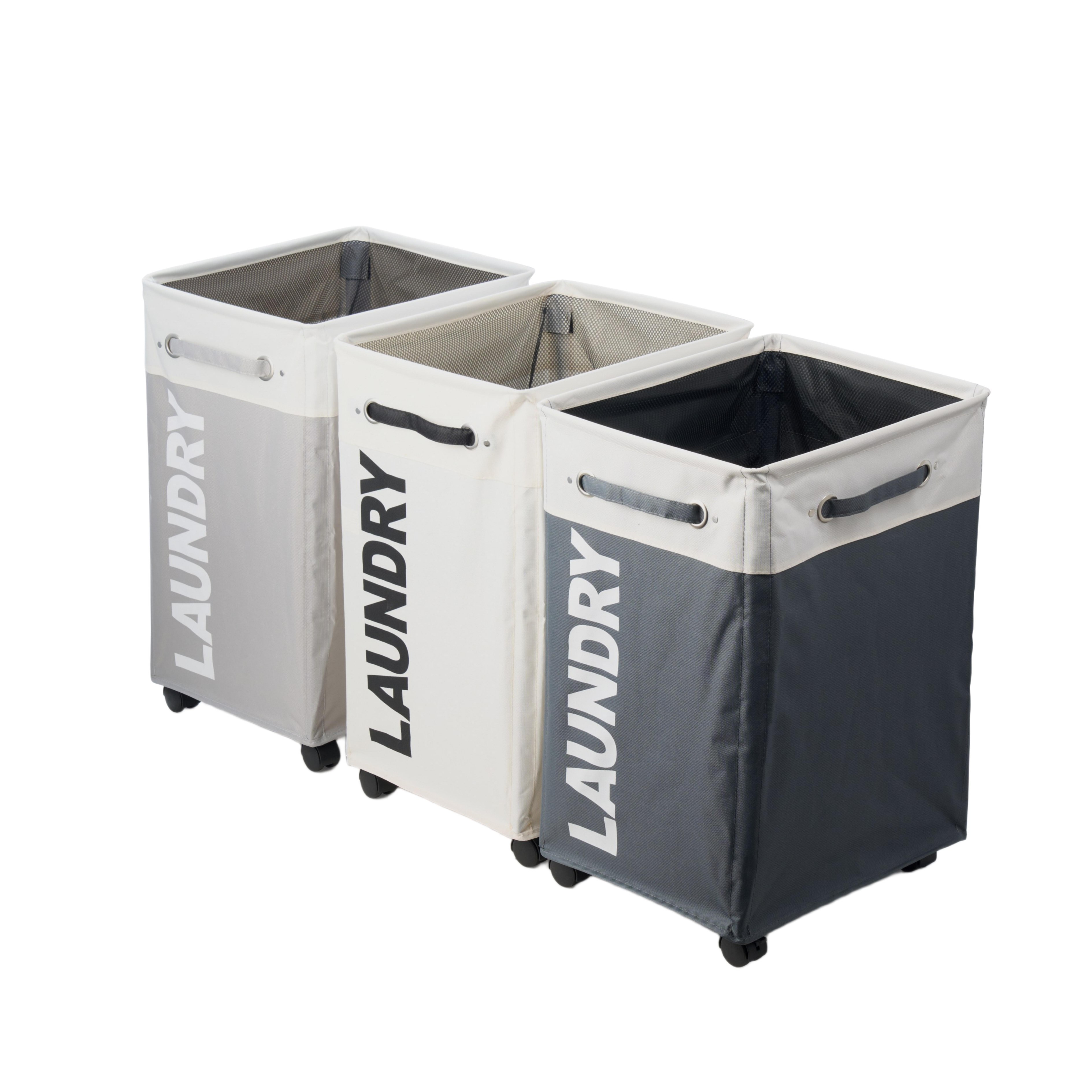 Rolling Laundry Hamper Cart - 3 packs