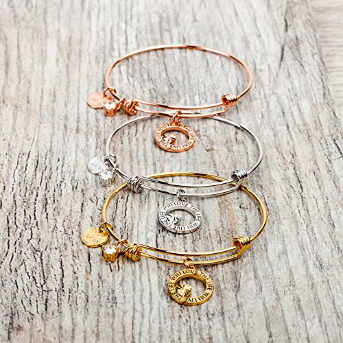 Expandable Charm Bracelet "She Believed She Could so She Did", Inspirational Bangle