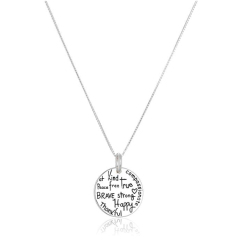 Sterling Silver Inspirational Necklace "Thankful, Brave, Happy, Kind, True, Strong" Perfect Gift for Her
