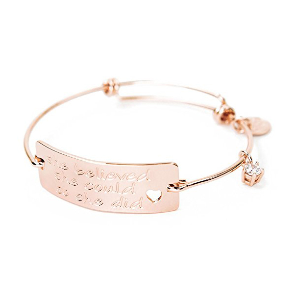 Expandable Charm Bracelet "Love the Life You Live", Inspirational Stackable Bangle