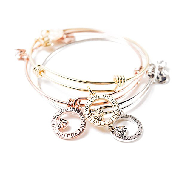 Expandable Charm Bracelet "She Believed She Could so She Did", Inspirational Bangle