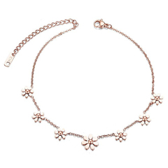 Landou Jewelry Woman Sterling Silver Rose Gold Adjustable Daisy Flowers Bracelet