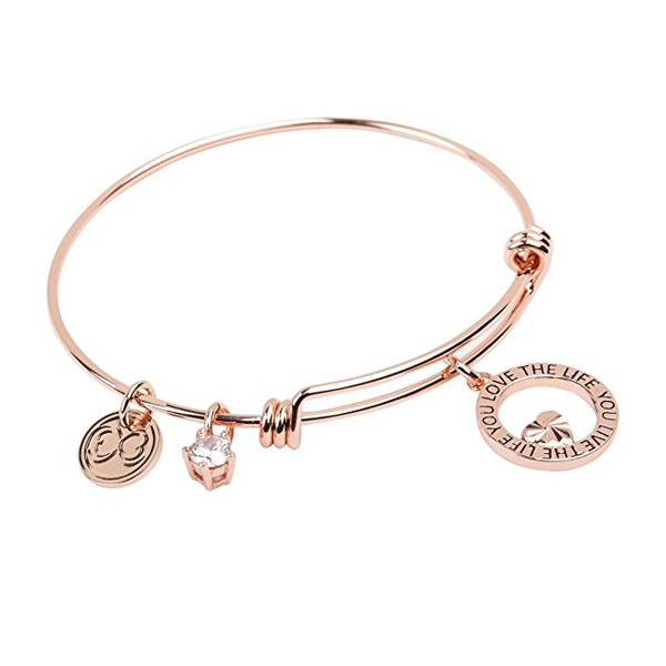 Expandable Charm Bracelet "She Believed She Could so She Did", Inspirational Bangle