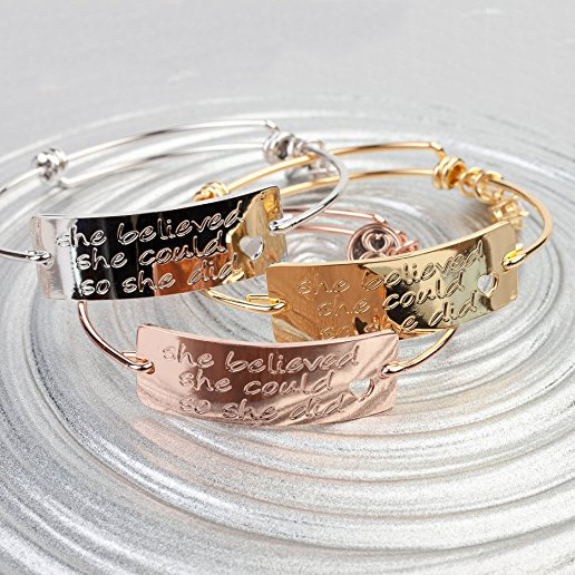 Expandable Charm Bracelet "Love the Life You Live", Inspirational Stackable Bangle