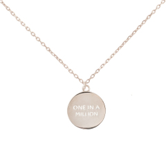 925 Sterling Silver High Polish Round "One in a Million" Intial Pendant Necklace