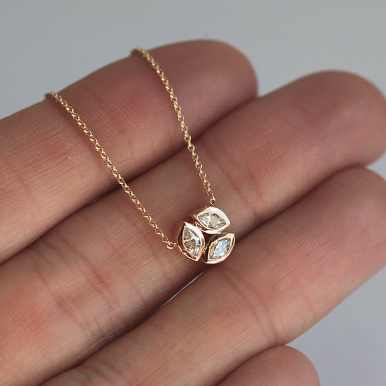 Landou jewelry 925 Silver CZ Diamond Necklace Rose Gold Plated