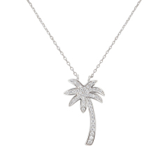Fashion Jewelry 925 Sterling Silver Cubic Zirconia Palm Tree Necklace