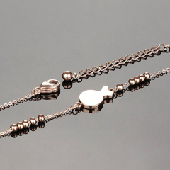Rose Gold Plated Sterling Silver Beads Charm Bracelet With Link Chain