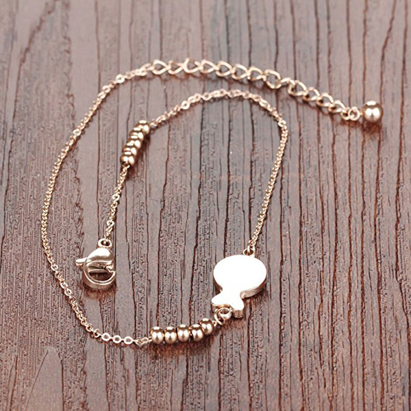 Rose Gold Plated Sterling Silver Beads Charm Bracelet With Link Chain