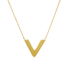 925 Sterling Silver Rose Gold Plated High Polish Small V Shaped Necklace