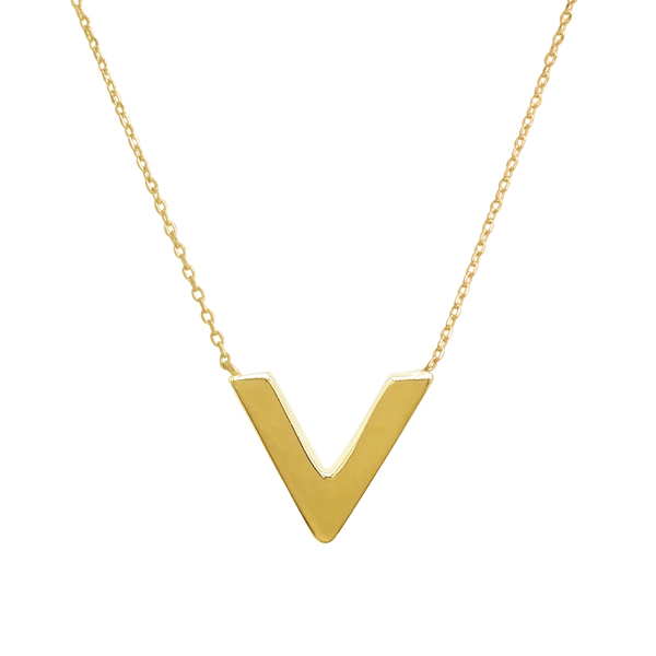 925 Sterling Silver Rose Gold Plated High Polish Small V Shaped Necklace