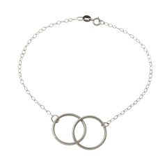 Sterling Silver Double Circle Interlocking Bracelet in 14K Yellow Gold