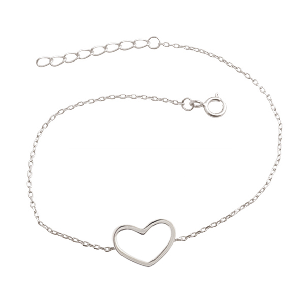 Fine Jewelry Sterling Silver High Polish Small Heart Bracelet for Girls