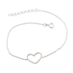 Fine Jewelry Sterling Silver High Polish Small Heart Bracelet for Girls
