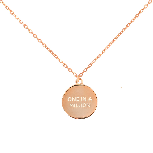 925 Sterling Silver High Polish Round "One in a Million" Intial Pendant Necklace