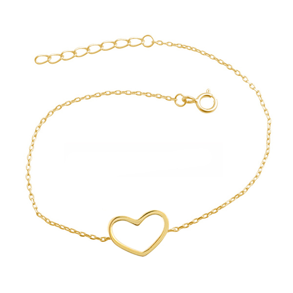 Fine Jewelry Sterling Silver High Polish Small Heart Bracelet for Girls