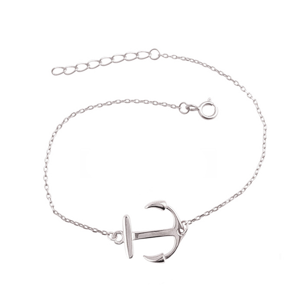 Hot Sale Jewelry Sterling Silver High Polish Rose Gold Small Anchor Bracelet
