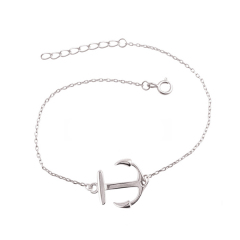 Hot Sale Jewelry Sterling Silver High Polish Rose Gold Small Anchor Bracelet