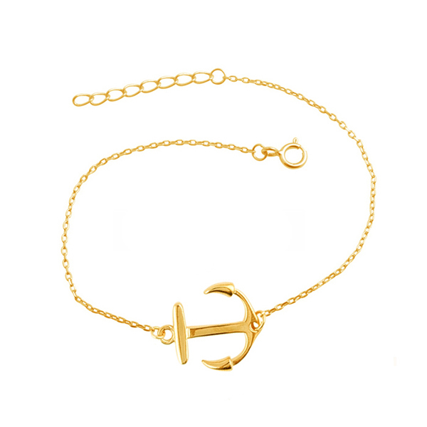 Hot Sale Jewelry Sterling Silver High Polish Rose Gold Small Anchor Bracelet