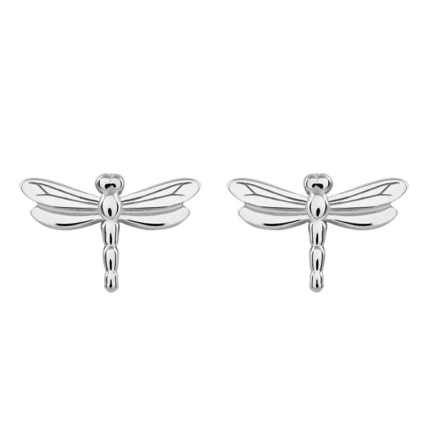 Insect Jewelry 925 Sterling Silver High Polish Dragonfly Stud Earrings