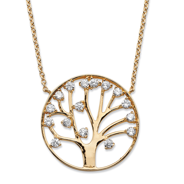 Landou Jewelry Sterling Silver Prong Set Cubic Zirconia Family Tree Necklace