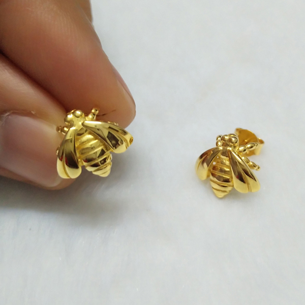 Inset Jewelry 925 Sterling Silver High Polish Bee Stud Earrings for Women