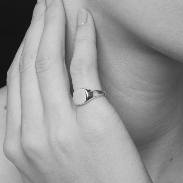 Women Jewelry 925 Sterling Silver High Polish Square Face Band Ring