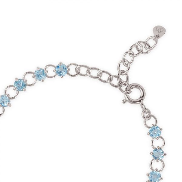 Handmade Sterling Silver Blue Topaz Gemstone Tennis Bracelet Women