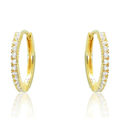 Delicate Design 925 Sterling Silver Cubic Zirconia Huggie Hoop Earrings 13mm
