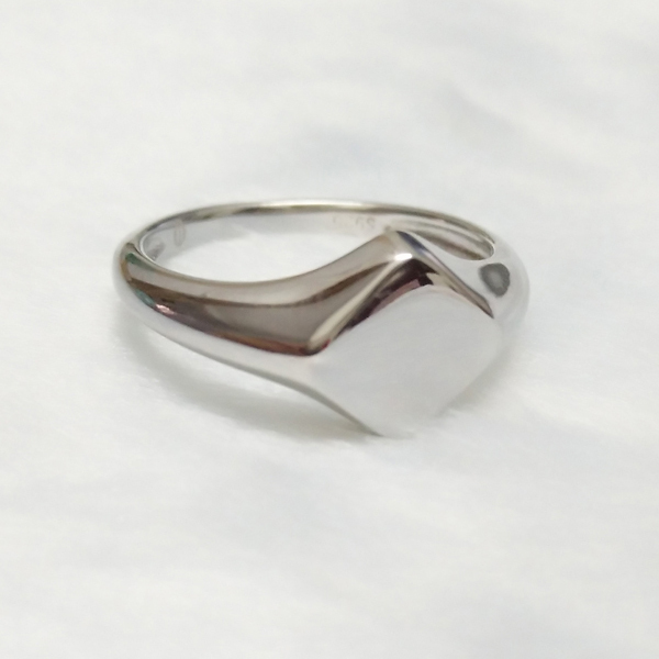 Customized Jewelry 925 Sterling Silver High Polish Square Face Band Ring