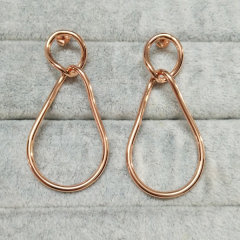 European Stylish Sterling Silver Large Irregular Circle Interlocking Drop Earrings