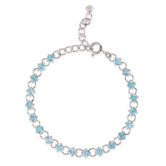 Handmade Sterling Silver Blue Topaz Gemstone Tennis Bracelet Women