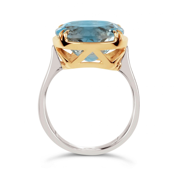 Landou Jewelry 925 Sterling Silver Blue Topaz Gemstone Ring 10x14mm