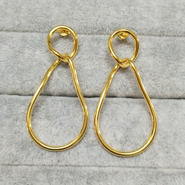European Stylish Sterling Silver Large Irregular Circle Interlocking Drop Earrings