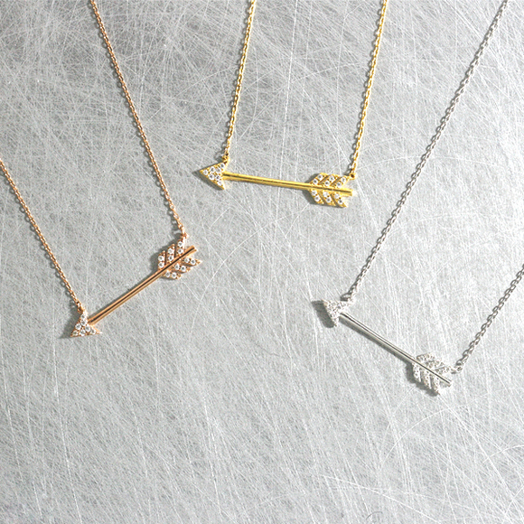 Customized Jewelry Sterling Silver Cubic Zirconia Arrow Necklace for Girls