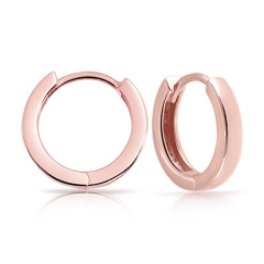 High Polish 925 Sterling Silver Plain Huggie Hoop Earrings 14mm