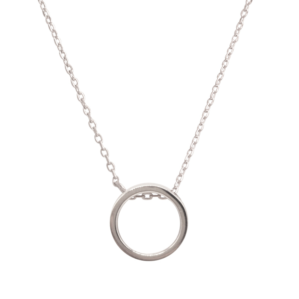 Plain Jewelry High Polish Round Circle Silver Pendant Necklace for Girls