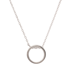 Plain Jewelry High Polish Round Circle Silver Pendant Necklace for Girls