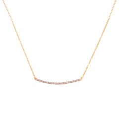 Best Friends 925 Sterling Silver Pave Cubic Zirconia Curved Bar Necklace